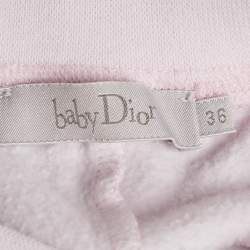 Pre Owned Baby Dior Pink Logo Print Cotton Knit Track Pants 36 M