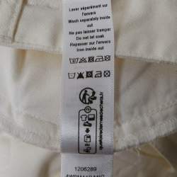 Pre Owned Dior Kids White Heart Logo Embossed Cotton Drill Wide Leg Trousers 13 Yrs