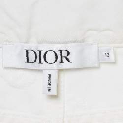 Pre Owned Dior Kids White Heart Logo Embossed Cotton Drill Wide Leg Trousers 13 Yrs