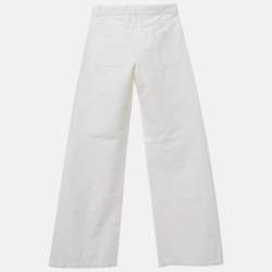 Pre Owned Dior Kids White Heart Logo Embossed Cotton Drill Wide Leg Trousers 13 Yrs
