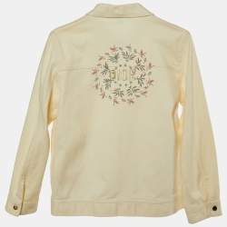 Pre Owned Dior Kids Cream Denim Logo Embroidered Jacket Size 12+ Yrs