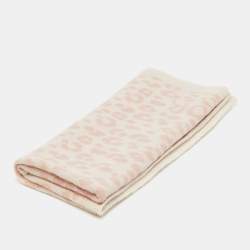 Pre Owned Baby Dior Light Pink Leopard Pattern Wool Knit Blanket