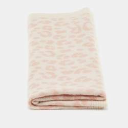Pre Owned Baby Dior Light Pink Leopard Pattern Wool Knit Blanket