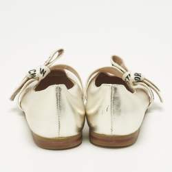 Pre Owned Dior Metallic Leather Miss B Ballet Flats Size 27