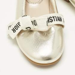 Pre Owned Dior Metallic Leather Miss B Ballet Flats Size 27