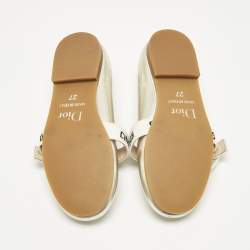 Pre Owned Dior Metallic Leather Miss B Ballet Flats Size 27