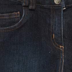 Pre Owned Christian Dior Kids Dark Blue Logo Embroidered Denim Straight Fit Jeans 10 Yrs Waist 25"