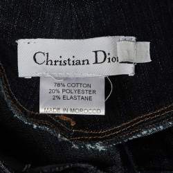 Pre Owned Christian Dior Kids Dark Blue Logo Embroidered Denim Straight Fit Jeans 10 Yrs Waist 25"