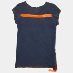 مملوكة مسبقًا تي شيرت قطن أطفال ديور أزرق كحلي بشعار وقلب 10 سنوات