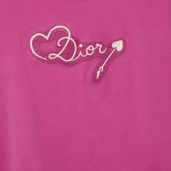 Pre Owned تي شيرت ديور قطن محبوك وردي بتفاصيل شعار 10 سنوات