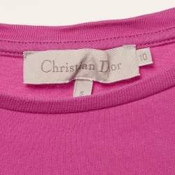 Pre Owned تي شيرت ديور قطن محبوك وردي بتفاصيل شعار 10 سنوات