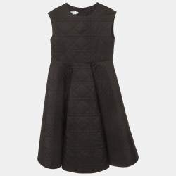 Pre Owned Dior Kids Black Synthetic Macrocannage Flared Dress 8 Yrs