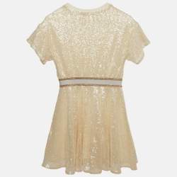 مملوكة مسبقًا Dior Kids Cream Jersey & Sequin Skater Dress 8 Yrs