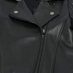 Pre Owned Christian Dior Kids Black Leather Zip-Up Jacket 6 Yrs