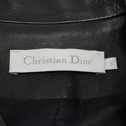 Pre Owned Christian Dior Kids Black Leather Zip-Up Jacket 6 Yrs
