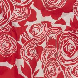 Pre Owned Christian Dior Kids Red Floral Print Cotton Set 3Yrs/4Yrs 