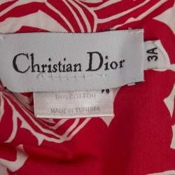 Pre Owned Christian Dior Kids Red Floral Print Cotton Set 3Yrs/4Yrs 