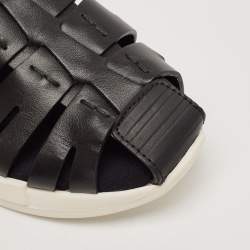 Dolce & Gabbana Black Leather Flat Sandals Size 31