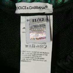 Pre Owned Dolce & Gabbana Kids Black/Green Foil Print Sweatpants 11/12 Yrs