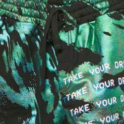 Pre Owned Dolce & Gabbana Kids Black/Green Foil Print Sweatpants 11/12 Yrs