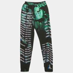 Pre Owned Dolce & Gabbana Kids Black/Green Foil Print Sweatpants 11/12 Yrs