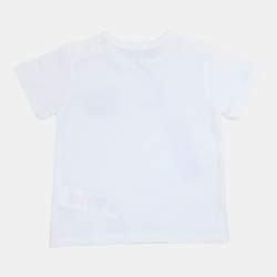 Pre Owned Dolce & Gabbana White Jersey Logo T Shirt 6-9 Month