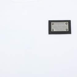 Pre Owned Dolce & Gabbana White Jersey Logo T Shirt 6-9 Month