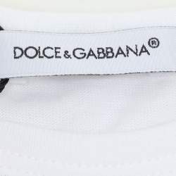 Pre Owned Dolce & Gabbana White Jersey Logo T Shirt 6-9 Month