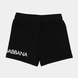 Pre Owned Dolce & Gabbana Black Knit Logo Print Shorts 6-9 Month
