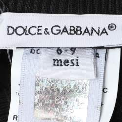 Pre Owned Dolce & Gabbana Black Knit Logo Print Shorts 6-9 Month