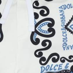 Pre Owned Dolce & Gabbana White Logo Print Knit Shorts 6-9 Month