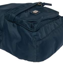 Pre Owned Dolce & Gabbana Blue Nylon  Logo Plaque Small Backpack