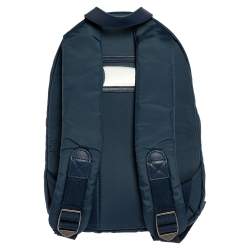 Pre Owned Dolce & Gabbana Blue Nylon  Logo Plaque Small Backpack