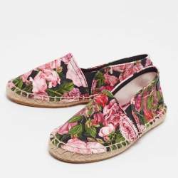 Dolce & Gabbana Tricolor Floral Print Canvas Espadrille Flats Size 31 (Kids)