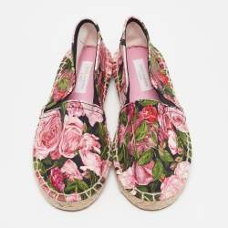 Dolce & Gabbana Tricolor Floral Print Canvas Espadrille Flats Size 31 (Kids)