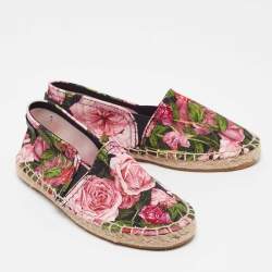 Dolce & Gabbana Tricolor Floral Print Canvas Espadrille Flats Size 31 (Kids)