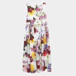 Dolce & Gabbana White Floral Print Poplin Smocking Effect Dress 11-12 Yrs 
