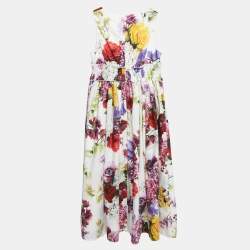 Dolce & Gabbana White Floral Print Poplin Smocking Effect Dress 11-12 Yrs 