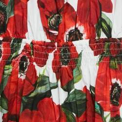 Pre Owned Dolce & Gabbana Red Floral Print Poplin Tiered Dress 24-30 M