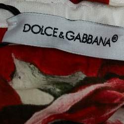 Pre Owned Dolce & Gabbana Red Floral Print Poplin Tiered Dress 24-30 M