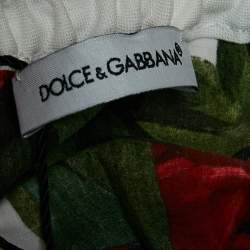 Pre Owned Dolce & Gabbana Kids Red Floral Print Poplin Tiered Dress 24-30 M