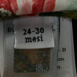 Pre Owned Dolce & Gabbana Kids Red Floral Print Poplin Tiered Dress 24-30 M