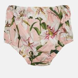 Dolce & Gabbana Pink Floral Print Poplin Frilled Dress and Knickers Set 24-30 M