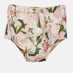 Dolce & Gabbana Pink Floral Print Poplin Frilled Dress and Knickers Set 24-30 M