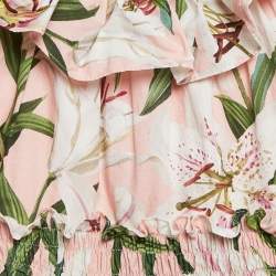 Dolce & Gabbana Pink Floral Print Poplin Frilled Dress and Knickers Set 24-30 M