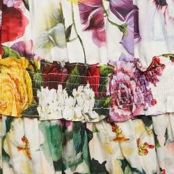 مملوكة مسبقًا Dolce & Gabbana Kids White/Red Floral Print Poplin Tiered Dress 4 Yrs