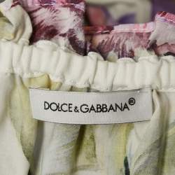 مملوكة مسبقًا Dolce & Gabbana Kids White/Red Floral Print Poplin Tiered Dress 4 Yrs