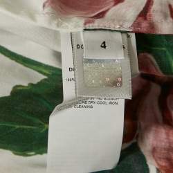 مملوكة مسبقًا Dolce & Gabbana Kids White/Red Floral Print Poplin Tiered Dress 4 Yrs