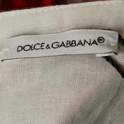Dolce & Gabbana Kids White/Red Floral Print Poplin Shirring Midi Dress 11/12 Yrs