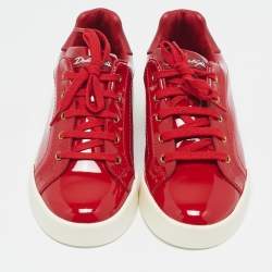 Dolce & Gabbana Red Patent Leather Low Top Sneakers Size 32